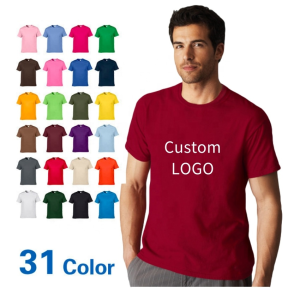 100% Cotton Custom Logo Print Embroidered Blank Short Sleeve Round Neck Men T Shirt
