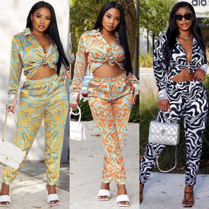 2022 Fashion Streetwear Autumn Sexy Shirts Long Pants Set 2 Piece Set Women Pants Sets