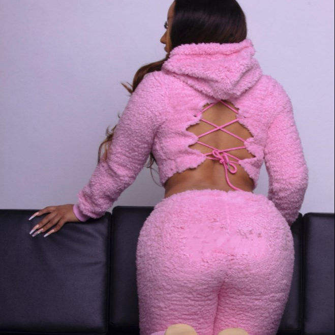 Winter Women Luxury Clothing Furry Prettylittlething Sweats Women Sweatsuit Set Tracksuit Two Piece Pants Hoodie Set