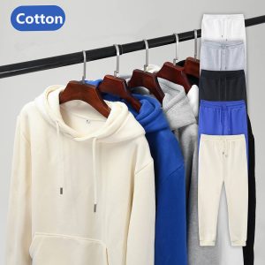 Didmeninė prekyba Custom Logo Jogger Pullover Hoodie medvilnės tuščia Sweatpants ir Hoodie rinkinys