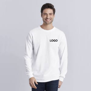 Men Custom Design 100% Cotton Ribbed Cuff Tee Shirts Logo Printed Heavy Weight Long Sleeve T Shirts