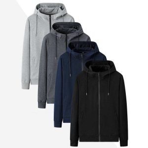 Didmeninė prekyba Aukštos kokybės pasirinktinis logotipas Lauko bėgimas Vyrų tuščia medvilnės Zip up Gym Hoodie