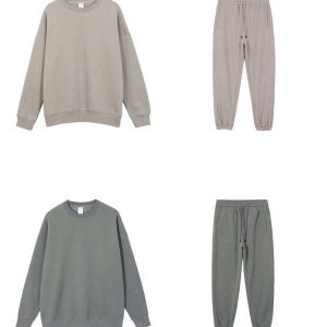 Pasirinktinis logotipas Didelio dydžio plius dydis sporto Tracksuit tuščia Crewneck Sweatshirt Sweatpants ir Sweatshirts rinkinys