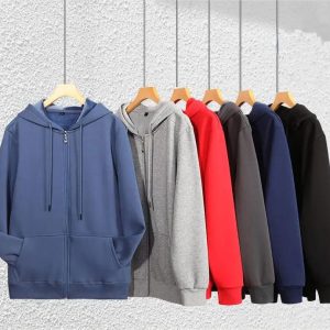 Didmeninė prekyba Custom Logo Blank Unisex 420gsm medvilnės sunkaus svorio Fleece Zip up Hoodie