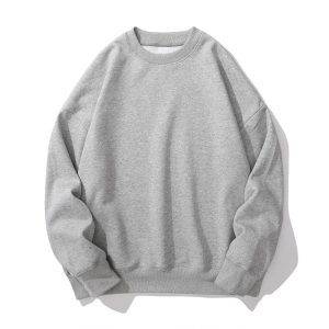 Round Neck Fleece Lining Sweatshirt for Men 430g Heavyweight Coat Shoulder Drop Oversized Men's Hoodies & Sweatshirts