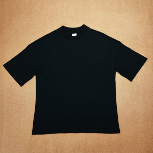 100% Cotton T Shirts Custom Mock Neck Black T-shirt Men Oversized Blank Plain T Shirts