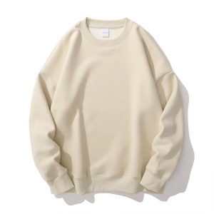 New Design Men's 300gsm Heavyweight Sweatshirts & Hoodies Women Oversized Plain Blank Sweatshirt O-neck Rib Collar Unisex Hoodie