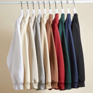 Didmeninė prekyba pasirinktinį siuvinėjimo logotipą tuščias 300gsm medvilnės Unisex Crew kaklo Sweatshirts