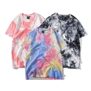 Multi-style Round Neck Fashion Short Sleeve Custom Tie-dye Printing T Shirts