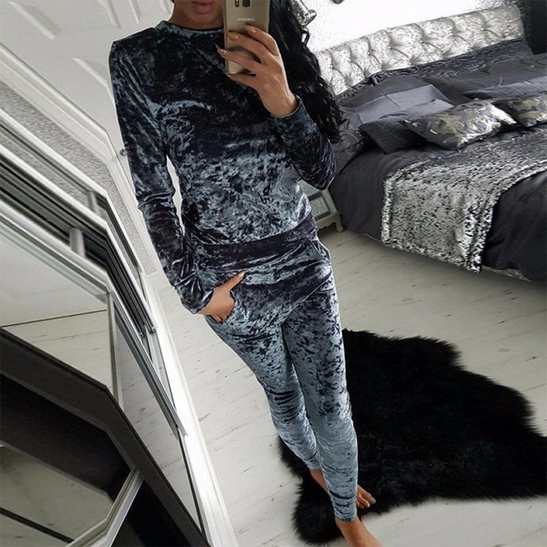Ready to Ship Wholesale Latest Design Luxury Women Velour Tracksuit