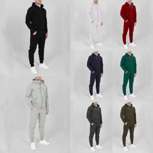 Wholesale Custom Blank Plain Zipper Sweatsuit Sets Polyester Jogger Sets Sports Men Tracksuits