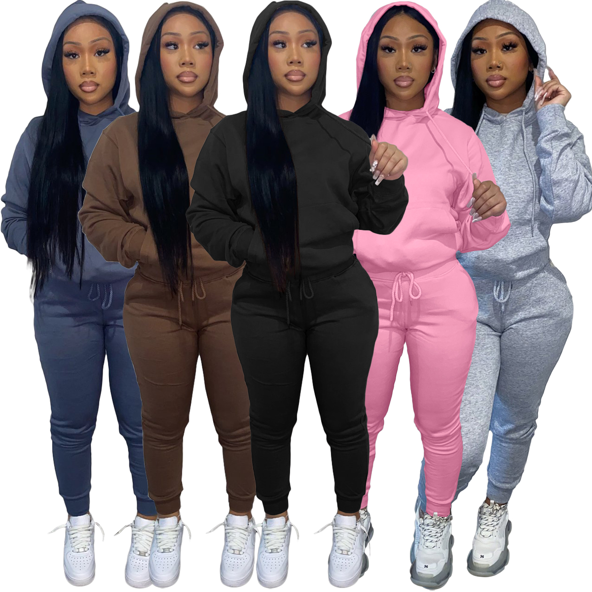 LOGO Custom Fall 2022 Women Clothes Pullover Tracksuit 2 Two Piece Pants Hoodie Set Jogger Sweatsuit Sweatpants and Hoodie Set
