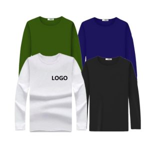 Custom High Quality Men Blank Plain Heavy 100% Cotton Long Sleeve T Shirt Embroidery Printing Design Logo for Unisex