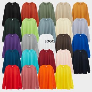 Custom Embroidered 100% Cotton Long Sleeve T Shirt for Custom Logo Men T Shirt