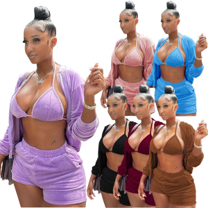 レディース 3点セット パーカー スウェット ひざ上 ショートパンツ 無地 柄 カジュアルスタイル 冬用