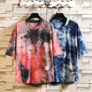 Summer Wholesale Custom Cotton Oversize Short Sleeve Heavyweight T-Shirt Men Crew Neck Tie Dye Tee-shirt