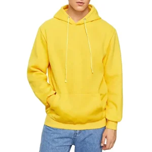 Aukštos kokybės atsitiktinis mažas Moq vientisa spalva 100% medvilninis gatvės stiliaus geltonas Hoodie vyrams