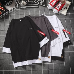 New Fashion Summer Polyester Two Pieces Oversized T Shirts Men's T-shirts