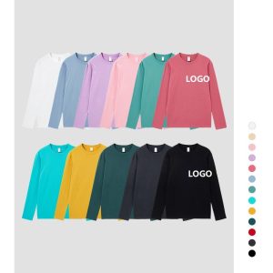 Custom T Shirt Screen Printing 100% Cotton Plain Black White Thick Tee Men Long Sleeve T Shirts