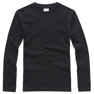 Volný vzorek Pánská trička s dlouhým rukávem kolem krku Vintage Unisex bavlna BlankT košile muži