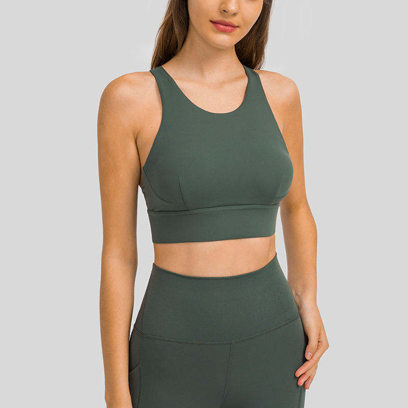 High Neck Y-shaped Back Elastic Sports Underwear Wide Hem High-strength Shockproof Sports Underwear Yoga Bra - Vaizdas 2