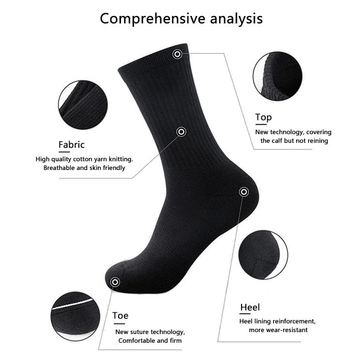 Quality Compression Ankle Grip Designer Mens Crew Unisex Sport Cotton Custom Logo Socks Men - Vaizdas 2