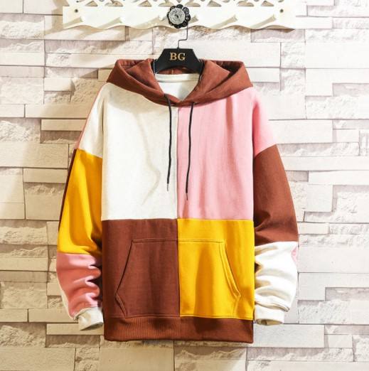 Cheap Price Couple Hoodie Patchwork Pullover Fashion Design Colorblock Hoodies for Men - Vaizdas 2