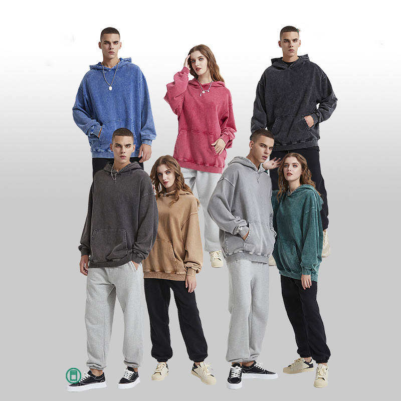 Custom Dtg Screen Printing 420grams High Quality Washed Hoodie Vintage Wax Dyed Worn-out Vintage Wax Dyed Worn-out - Vaizdas 2