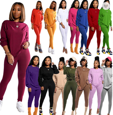 Custom Logo 2021 Fall Fashion Casual Outfits Women Clothing Legging Two Piece Set - 이미지 2