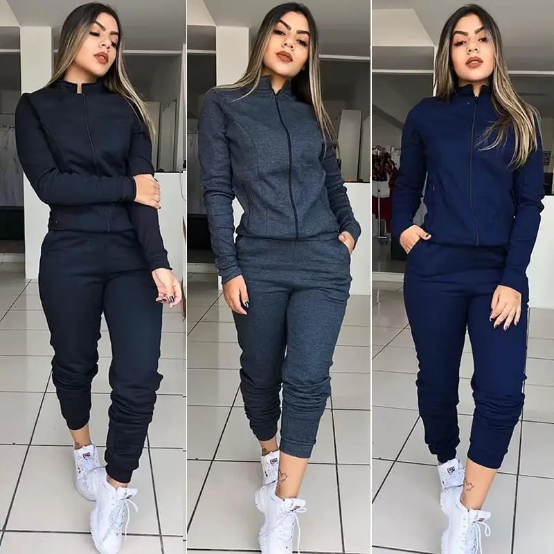 New 2 Two Piece Set Women Outfit Spring Autumn Jacket Pants Set Ladies Joggers Tracksuit Sweat Suits - slika 2