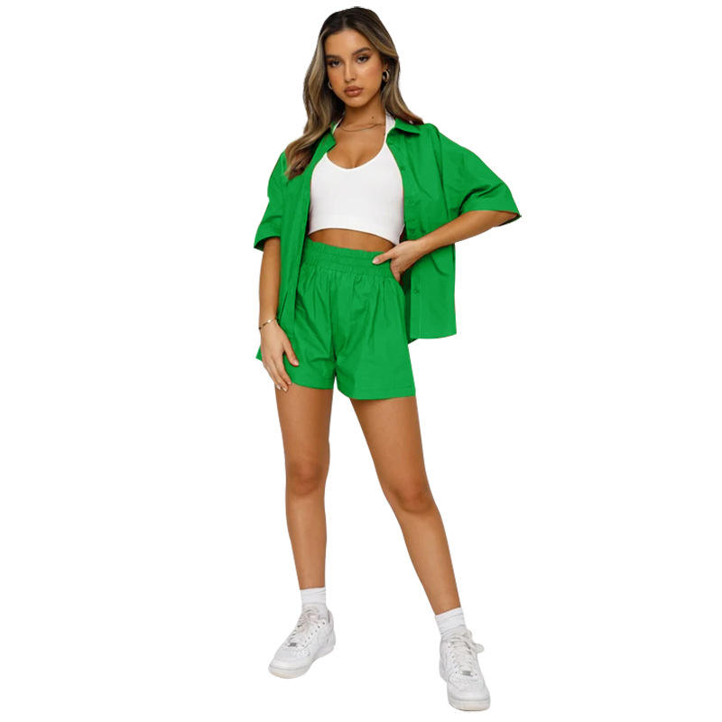 New Styles Fashion Design OEM Custom Logo Printing Plain Shirt Shorts Sets for Women - imagine 3