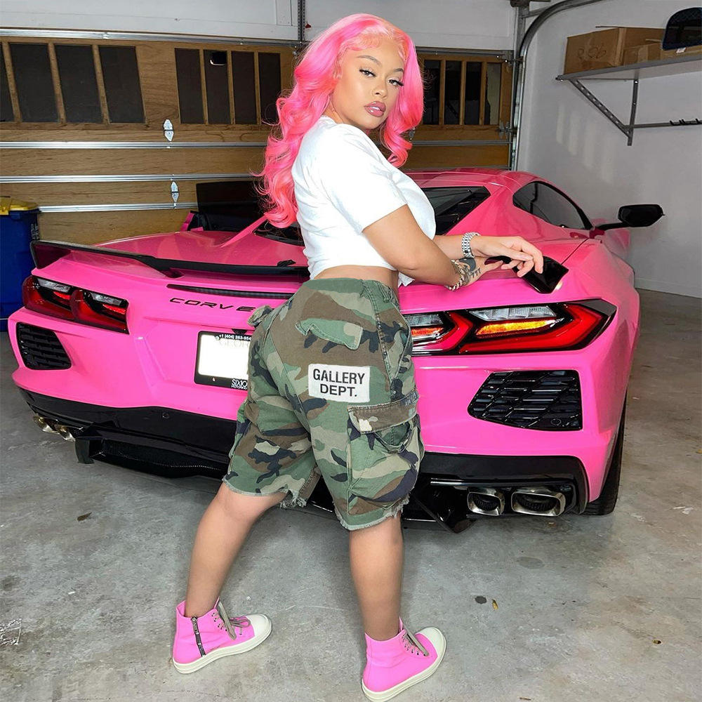 Wholesale Street Wear Multiple Pockets Knee-length Cotton Camo Cargo Shorts for Women - immagine 3