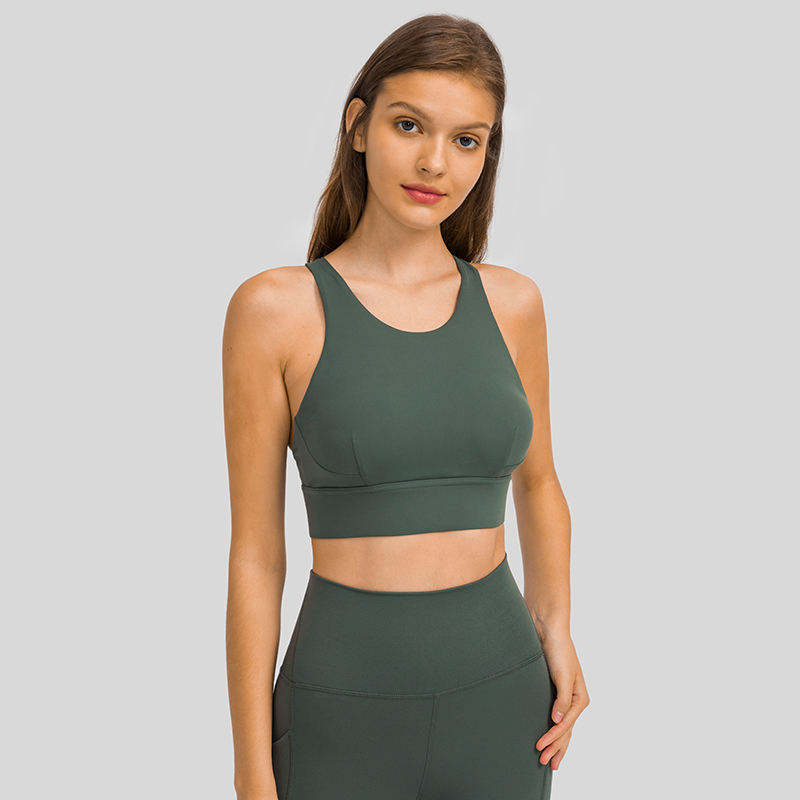 High Neck Y-shaped Back Elastic Sports Underwear Wide Hem High-strength Shockproof Sports Underwear Yoga Bra - Vaizdas 3