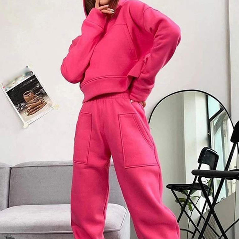 Wholesale Womens Jogger Set Crop Top Hoodie Women Sweat Suits Set Hoodies Set - immagine 3