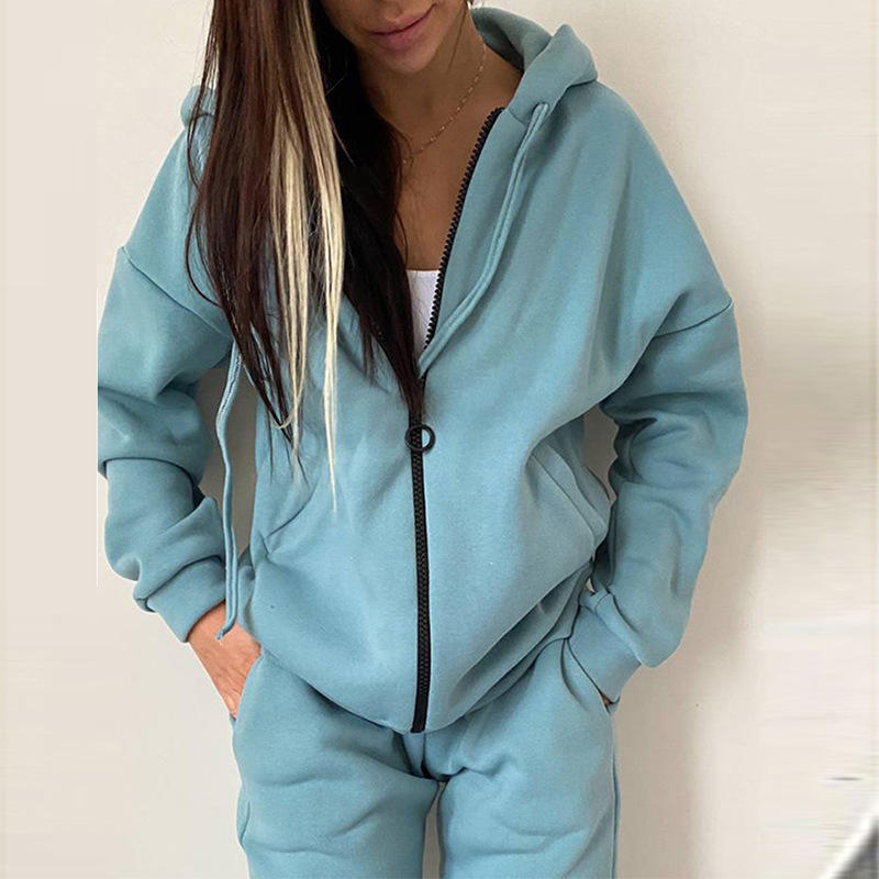Wholesale Womens Tracksuit Two Piece Zip up Hoodie and Jogger Set Sweatsuit for Women - Vaizdas 3