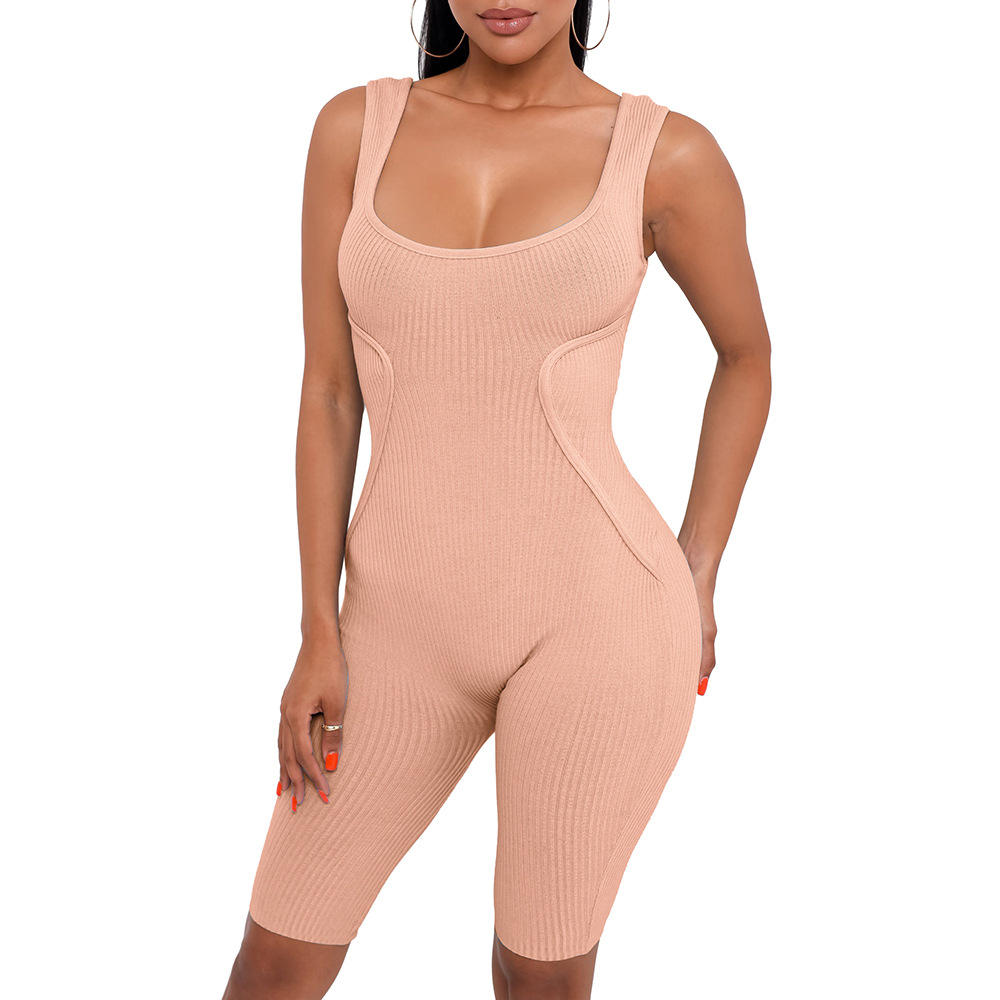 Women Sleeveless Close Fit Bodycon Hip Lifting Suspender Jumpsuit Bodysuit — изображение 3