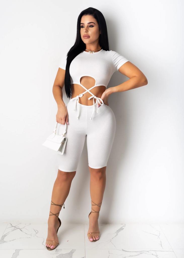 Ready Stock to Ship Women Summer Midriff Short Sleeve Close Fit Sports Bodysuit - Vaizdas 3