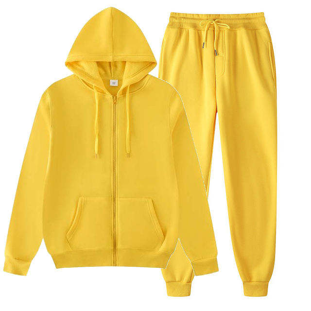 Custom Logo Vintage 2 Pieces Zip up Hoodie Polyester Plain Tracksuits for Men - immagine 3
