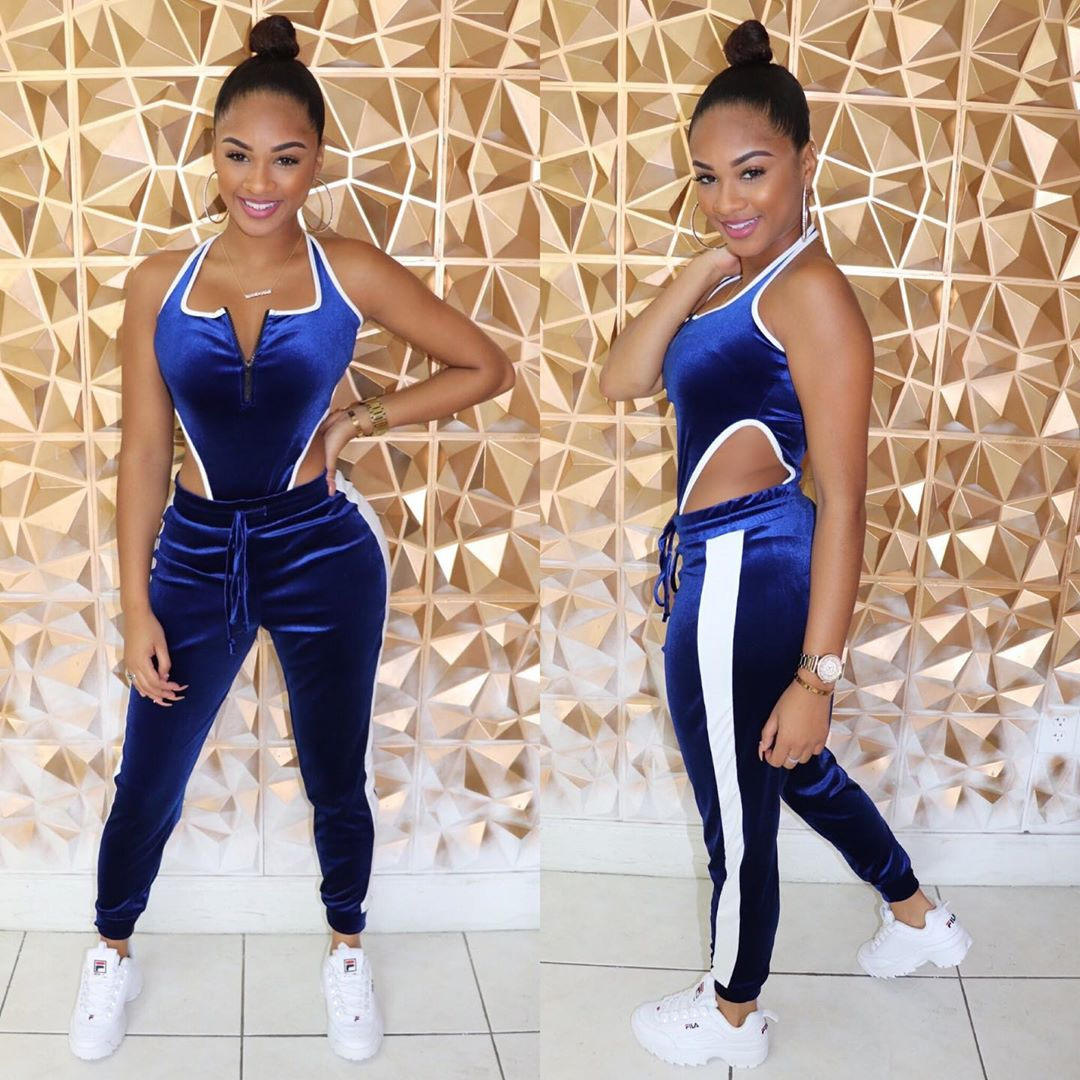 Wholesale Custom Sexy Sweatsuit Velour Lady Tracksuits Two Piece Pants Set for Women - immagine 3