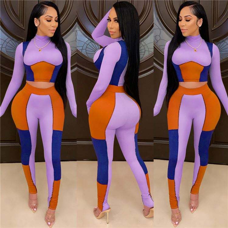 Ins Style Colorful Long Sleeves Female Clothes Outfits Fashion Two Piece Set Lady Clothing Women 2 Piece Set - 이미지 3