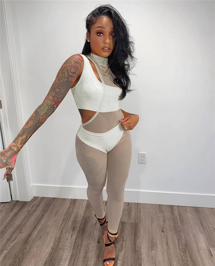 Women Summer 3 Piece Mesh Set Girl Joggers Set Solid Short Pants Outfits Three Piece Pants Set - Image 3