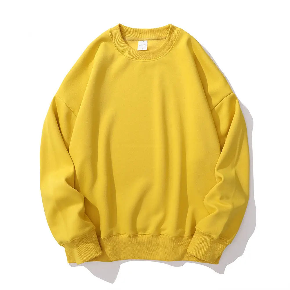 Round Neck Sweater for Men 430g Heavyweight Plush and Thick Coat Loose Casual Shoulder Drop Men's Hoodies & Sweatshirts - Image 4