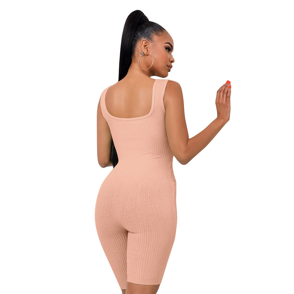 Women Sleeveless Close Fit Bodycon Hip Lifting Suspender Jumpsuit Bodysuit — изображение 4