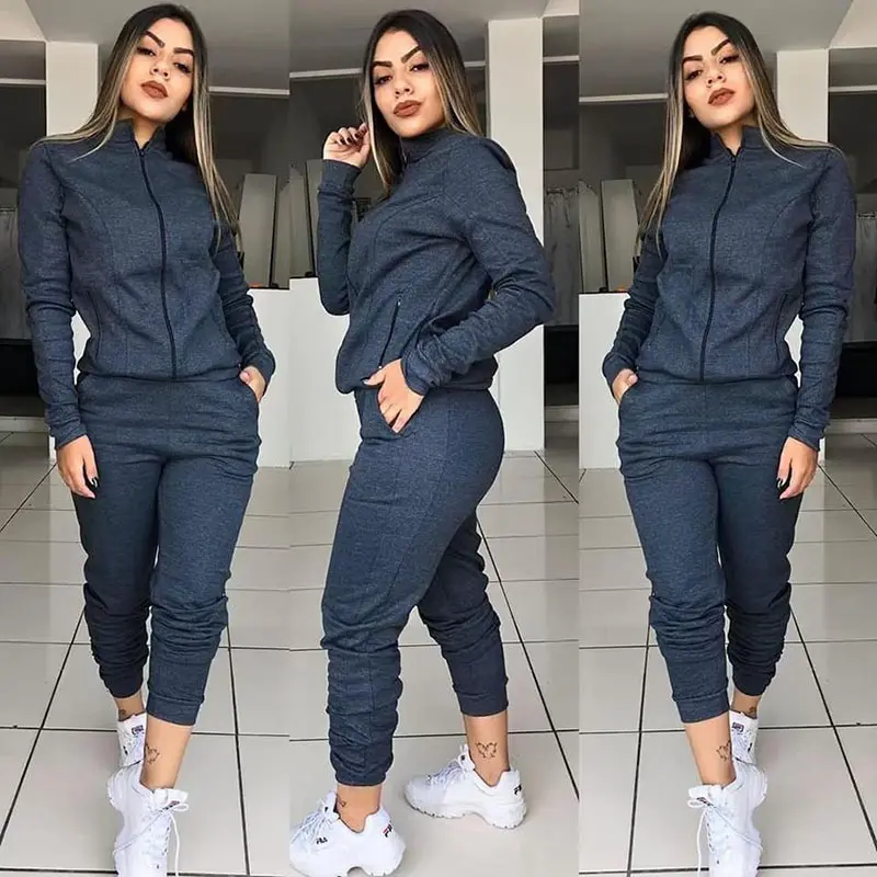 New 2 Two Piece Set Women Outfit Spring Autumn Jacket Pants Set Ladies Joggers Tracksuit Sweat Suits - slika 4