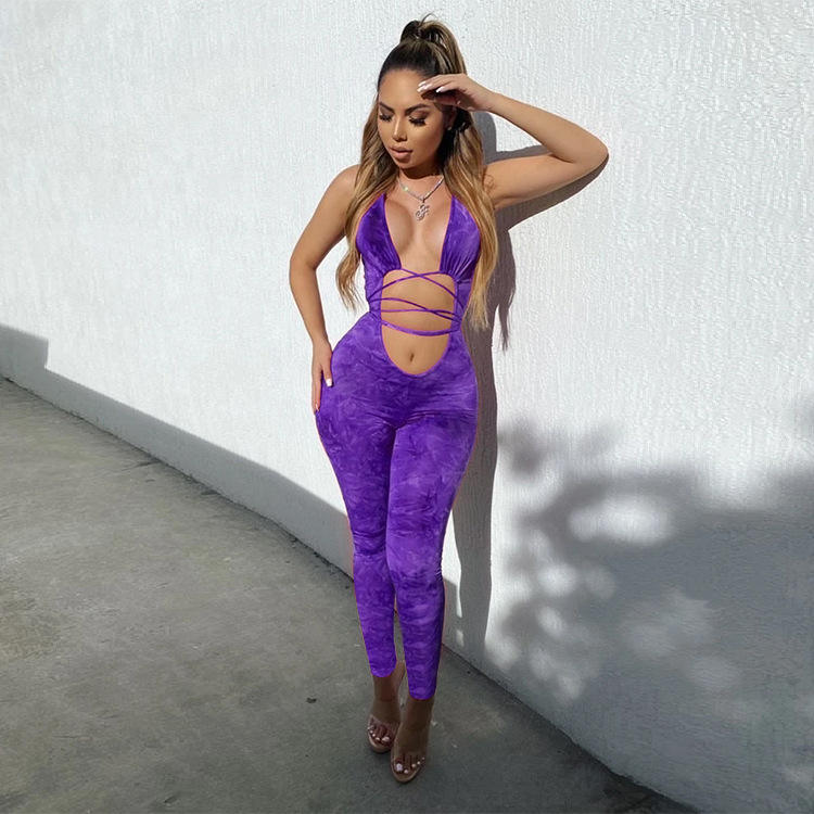 Women Spring Summer New Clothing Solid Color Sexy Fashion Printing Bodysuit Rompers – Bild 4