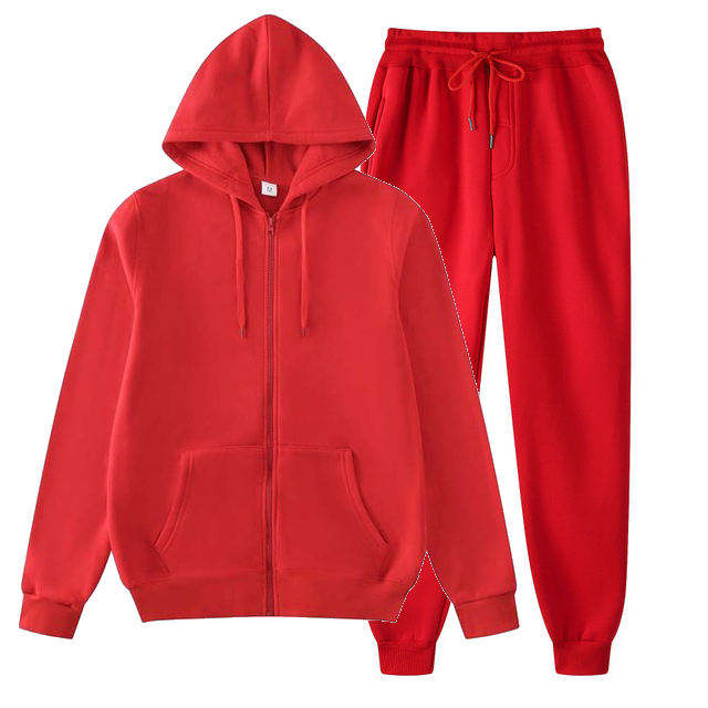 Custom Logo Vintage 2 Pieces Zip up Hoodie Polyester Plain Tracksuits for Men - immagine 4