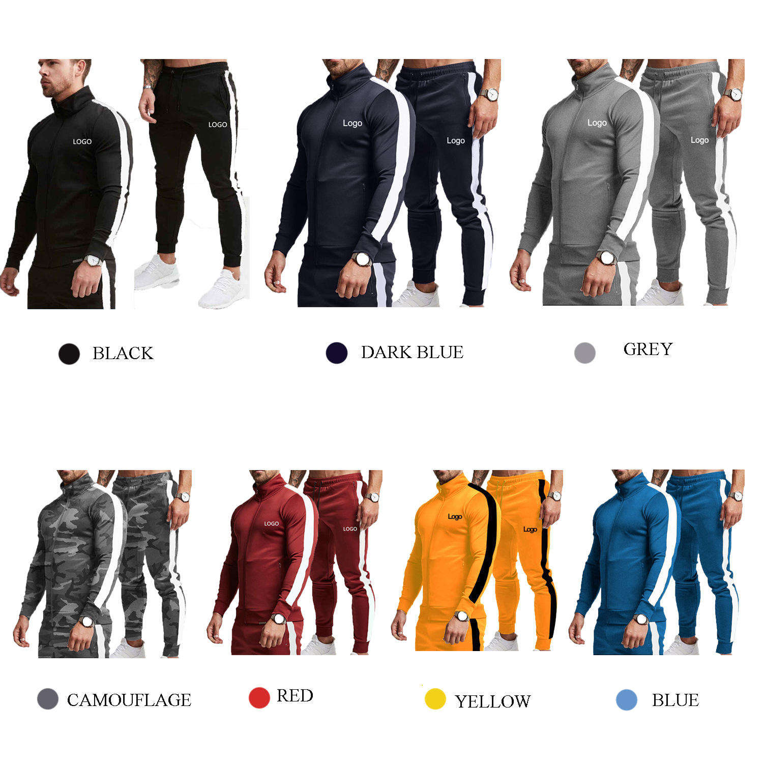 Wholesale Men Clothing Plain Sweatsuit Sports Zipper Training Wear Tracksuits Joggers Jacket Sets for Men - Vaizdas 4
