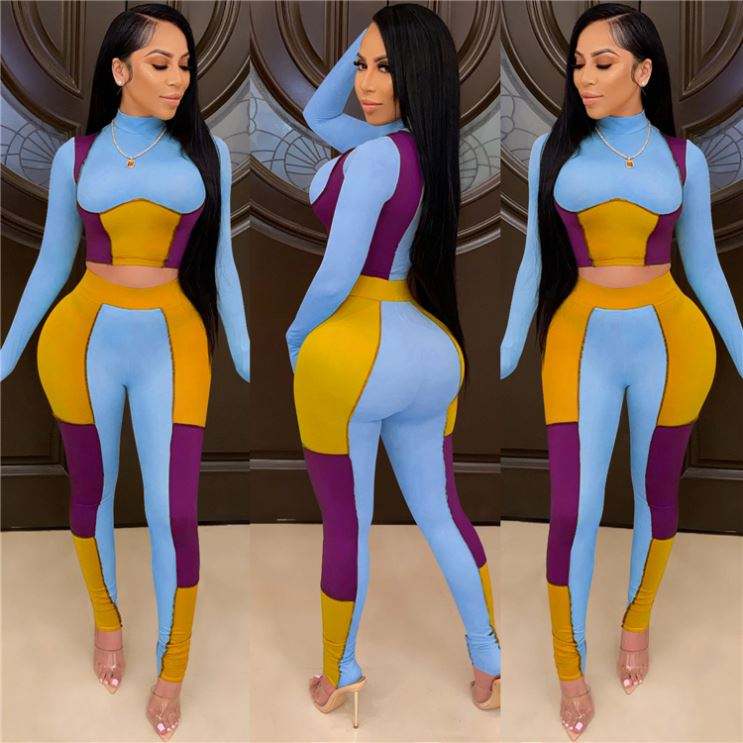 Ins Style Colorful Long Sleeves Female Clothes Outfits Fashion Two Piece Set Lady Clothing Women 2 Piece Set - 이미지 4