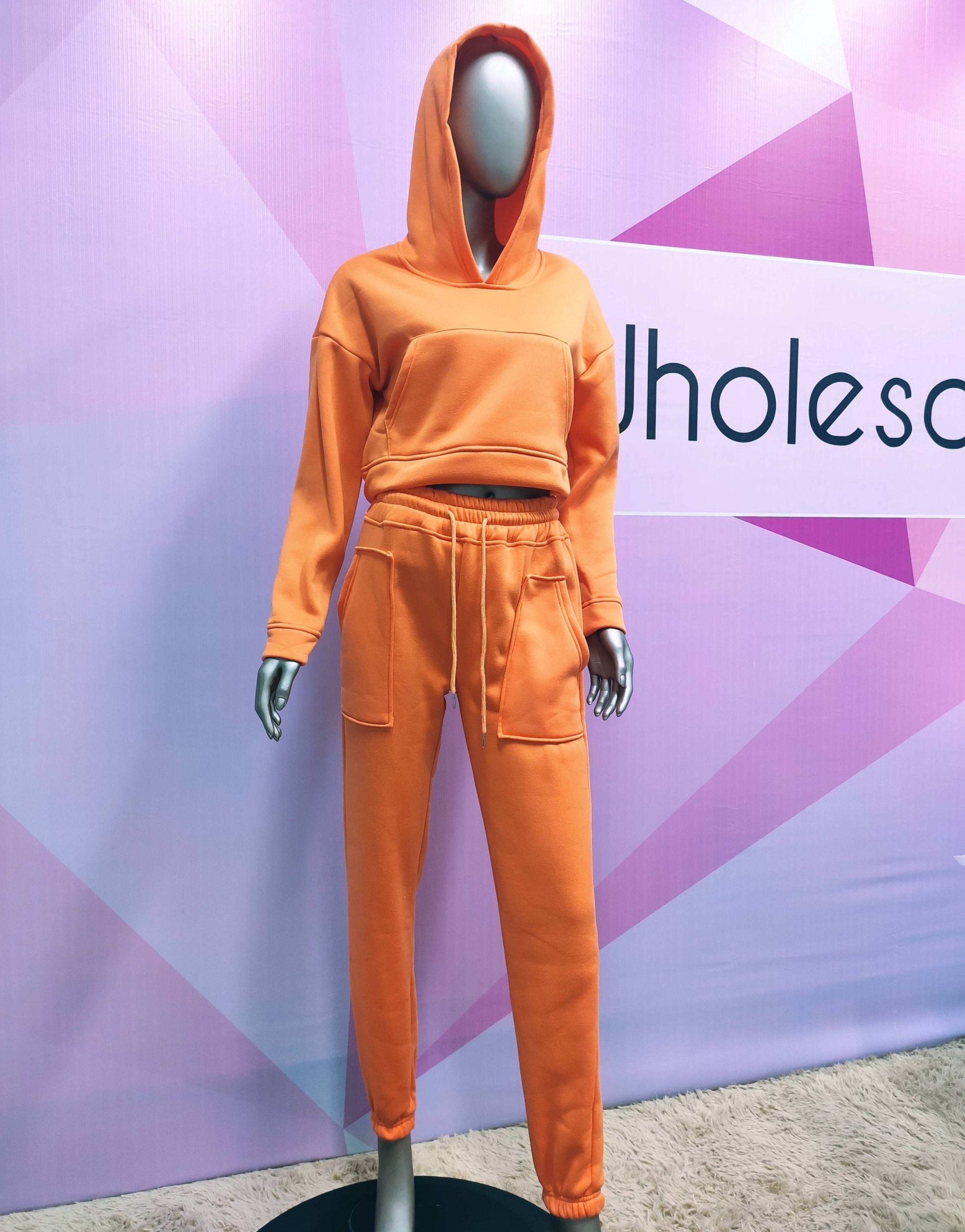 Fall Autumn Ladies Clothing Casual Solid Hoodie Jogger Suit Womens Sweat Pocket Crop Sweatsuit 2 Piece Pants Sets - imagine 5