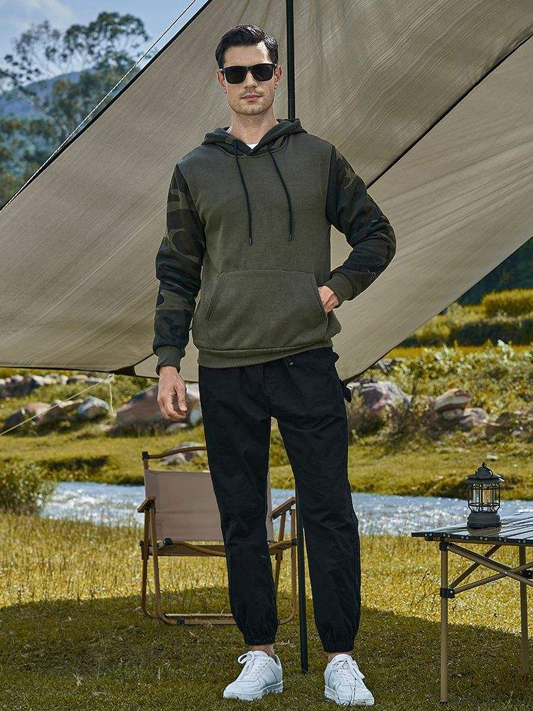 Casual Hoodies Camouflage Block Custom Cheap Fashion Design Camouflage Outdoor Men Hoodie - Vaizdas 5